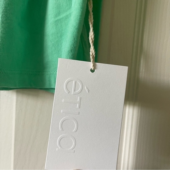 Ética Zelie Pleated Crop Muscle Tee Organic Cotton Relaxed Fit In Green Size L - Picture 7 of 15